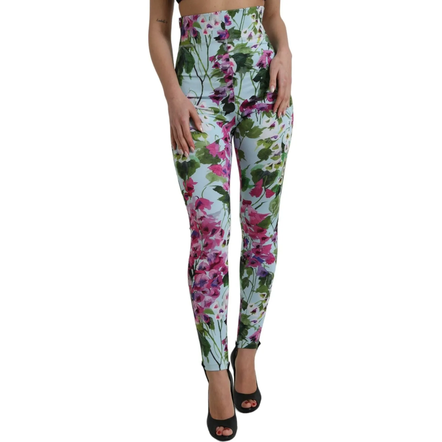 Dolce & Gabbana Elegant Floral High-Rise Leggings Pants