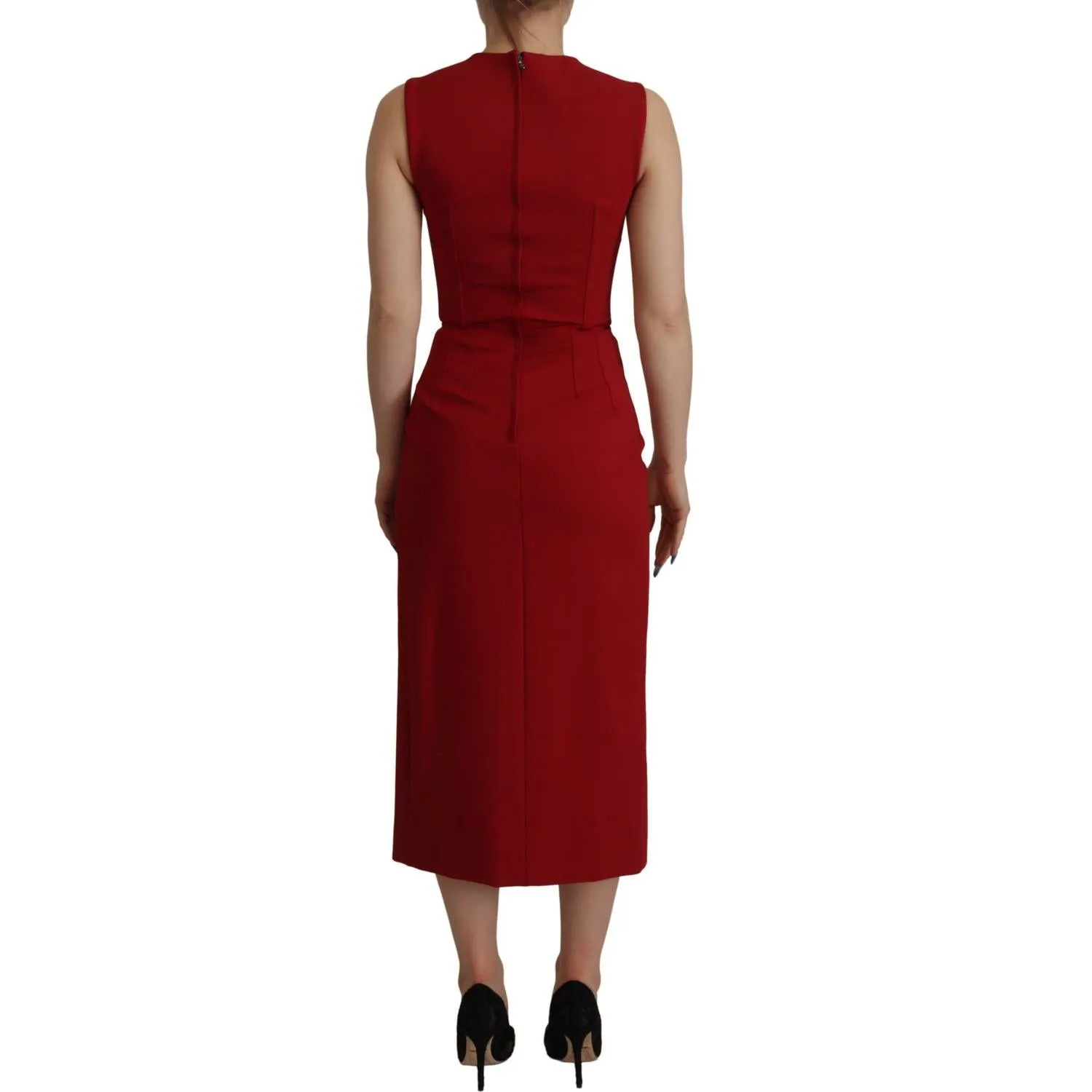 Dolce & Gabbana Elegant Red Bodycon Midi Dress