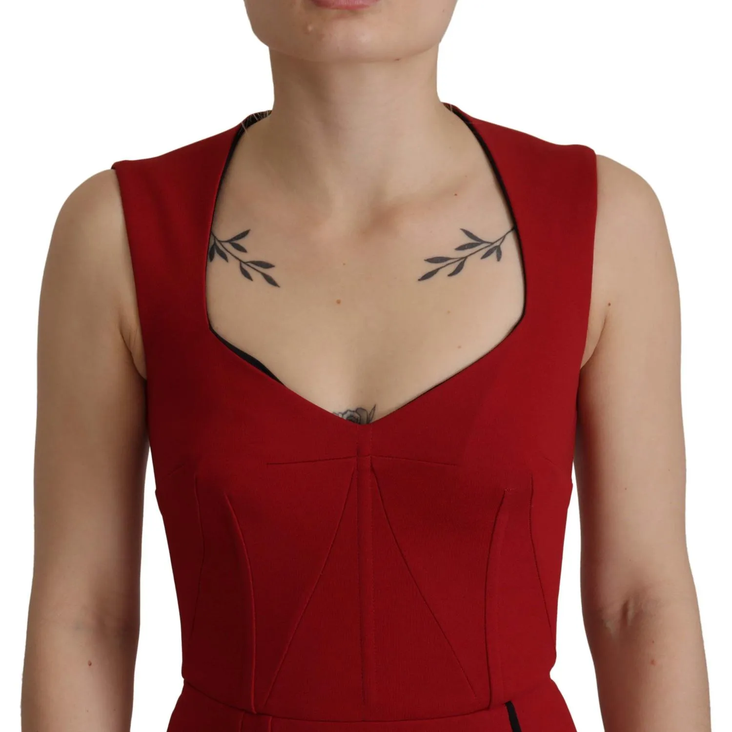 Dolce & Gabbana Elegant Red Bodycon Midi Dress