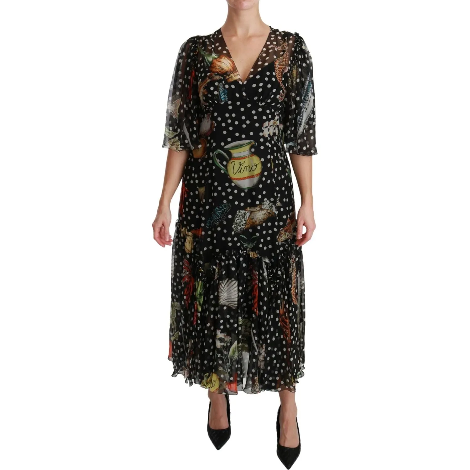 Dolce & Gabbana Elegant Silk Pleated A-Line Maxi Dress