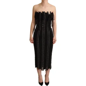 Dolce & Gabbana Elegant Sleeveless Lace-Up Midi Dress