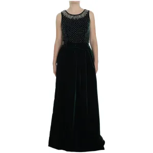 Dolce & Gabbana Enchanted Emerald Velvet Crystal Maxi Dress