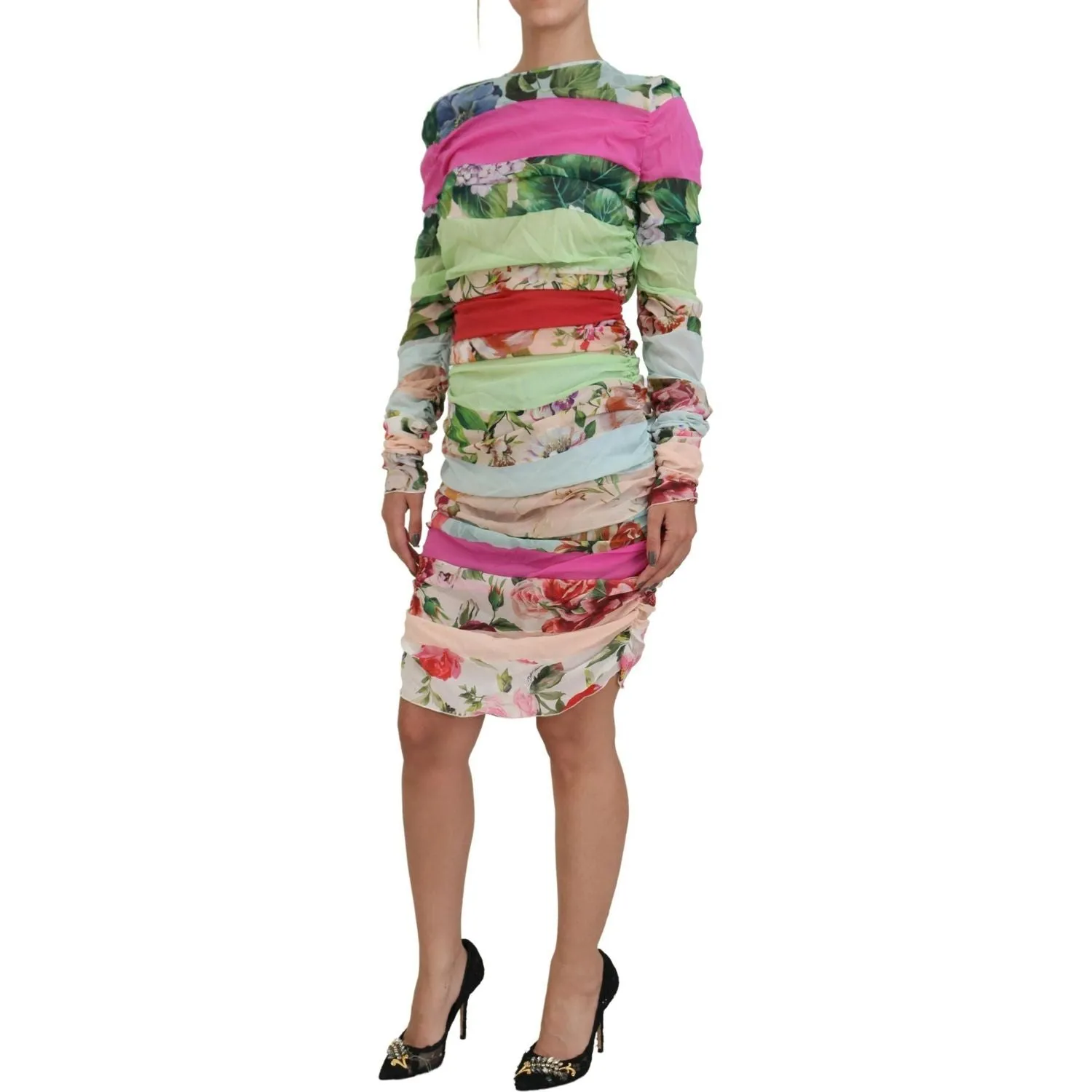 Dolce & Gabbana Floral Sheath Bodycon Silk Dress