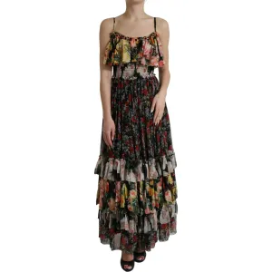 Dolce & Gabbana Vibrant Silk Floral Maxi Dress