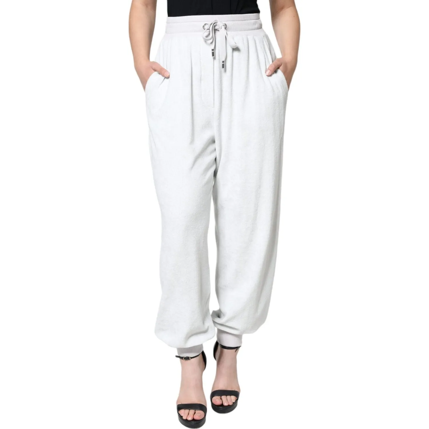 Dolce & Gabbana White Nylon Jogger Sweatpants Pants