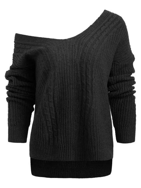 Dreamy Cut V Neck Cable Knit Sweater