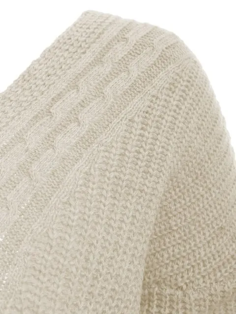 Dreamy Cut V Neck Cable Knit Sweater