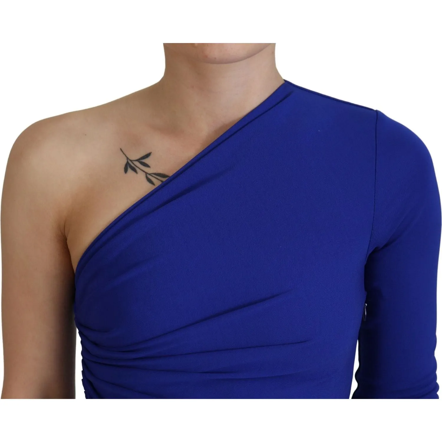 Dsquared² Blue Viscose One Shoulder Bodycon Ruched Mini Dress