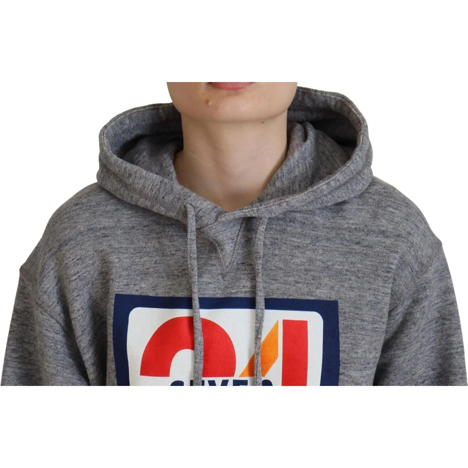 Dsquared² Gray Logo Print Cotton Hoodie Sweatshirt Sweater