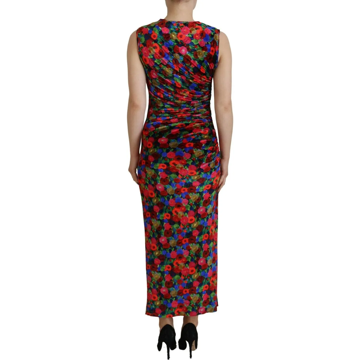 Dsquared² Multicolor Floral Bodycon Ruched Maxi Dress