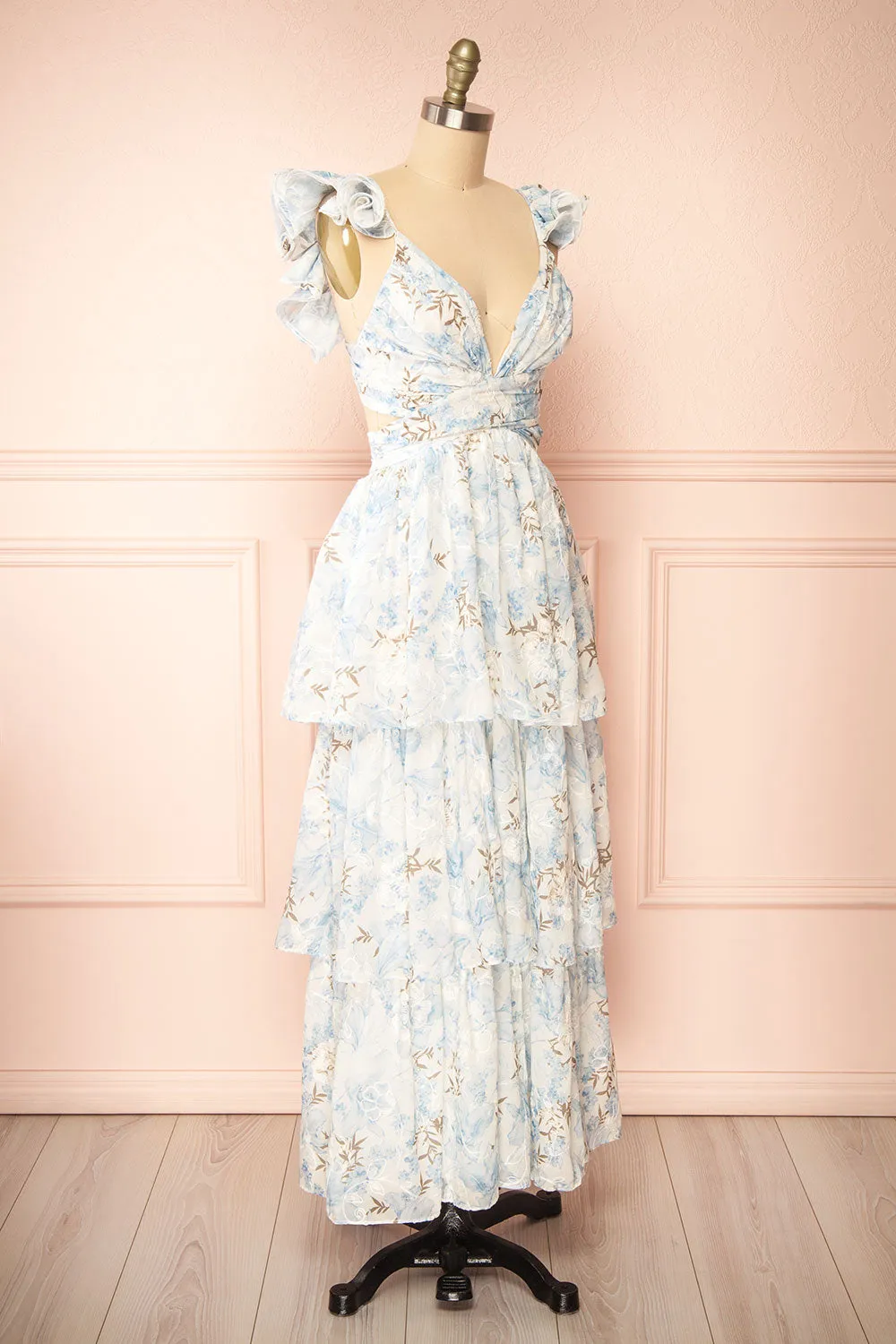 Ekatarina | Long Floral Dress w/ Ruffled Straps