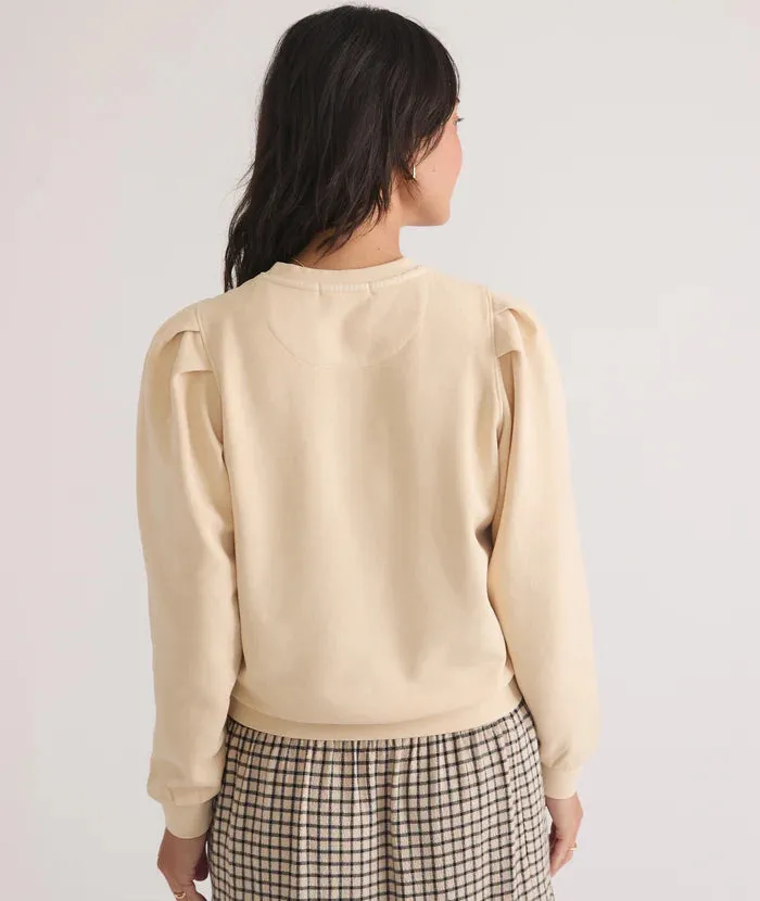 Enya Puff Sleeve Sweatshirt - Antique White