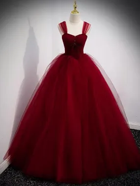 Fairytale Tulle Burgundy Sweet 16th Dress Ball Gown for Prom,Princess Formal Dresses