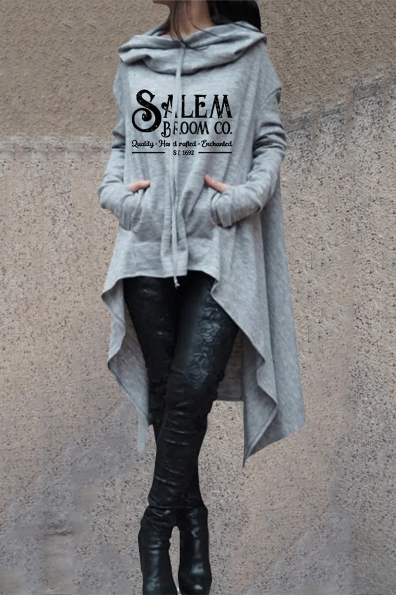 Fashion Print Irregular Long Sleeve Sweatshirt