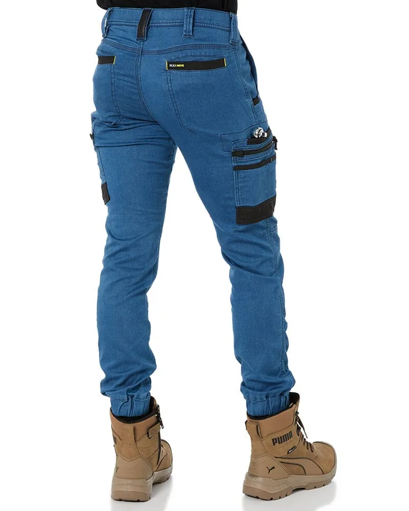 Flex and Move Stretch Denim Cargo Cuffed Pants - Light Denim