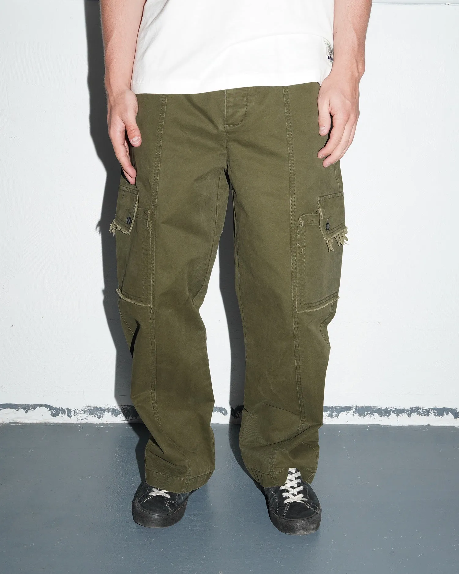 Frayed Cargo Pant, Olive