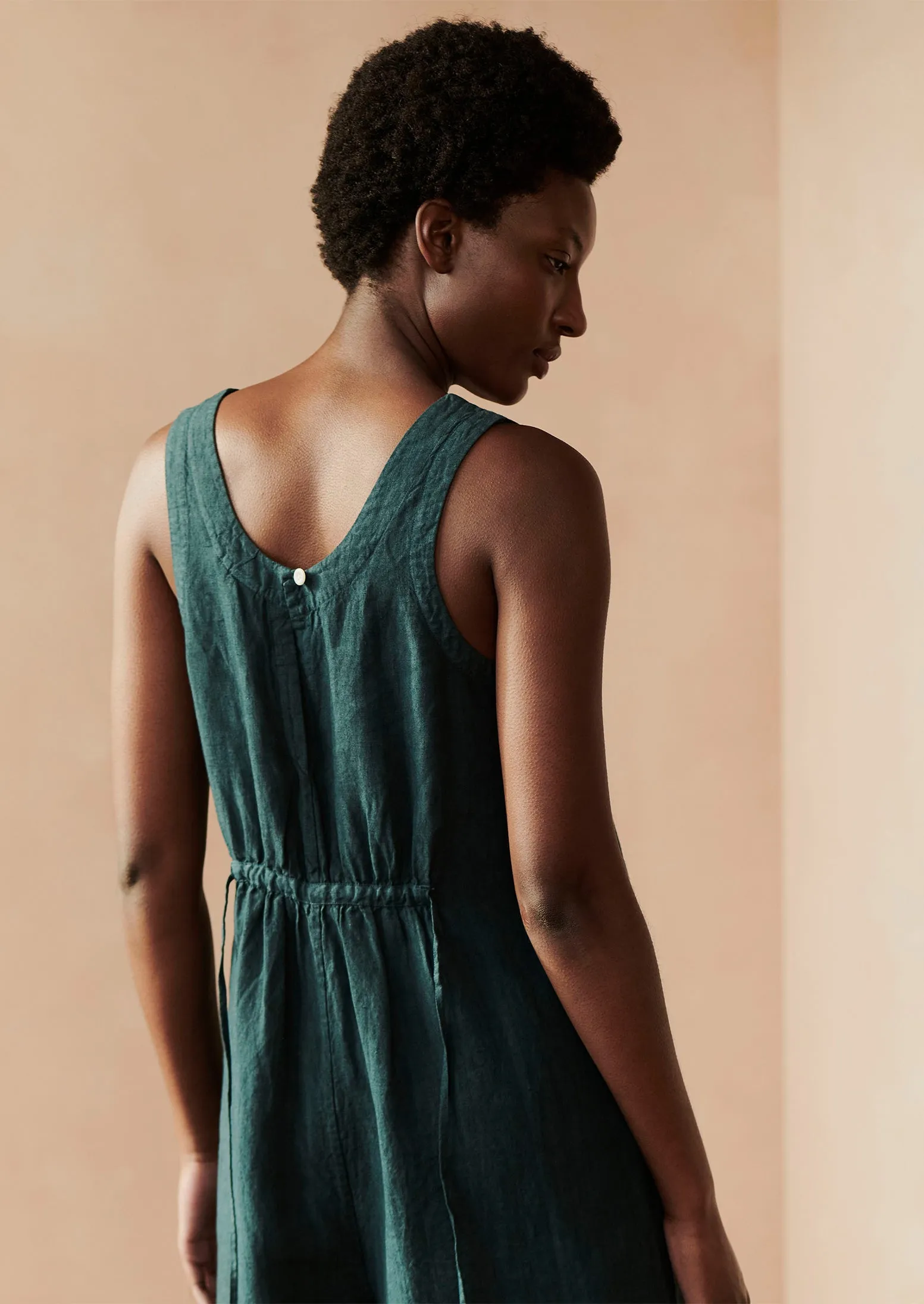 Garment Dyed Linen Short Jumpsuit | Puck