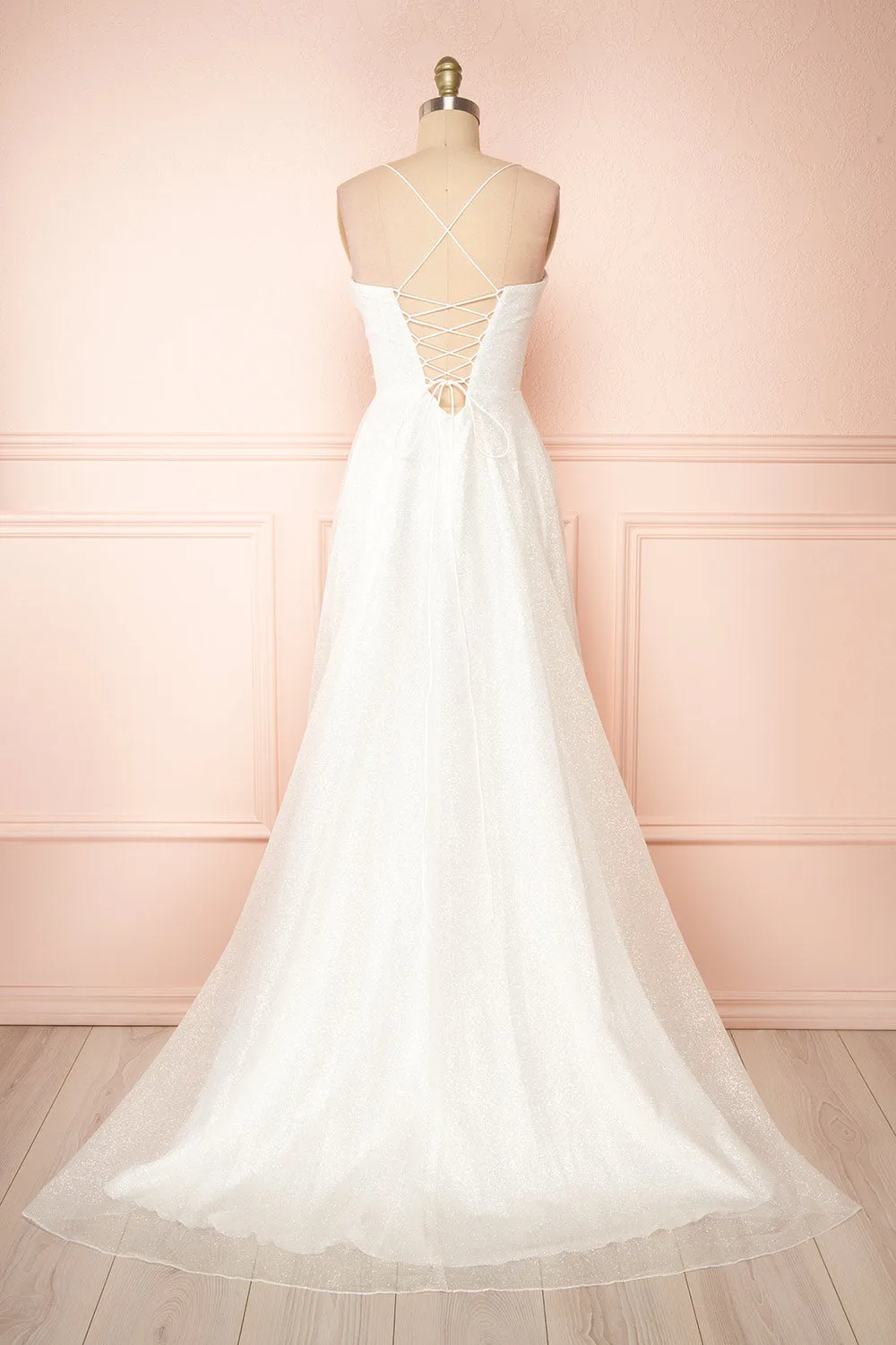 Genevieve | Sparkly Cowl Neck Bridal Dress