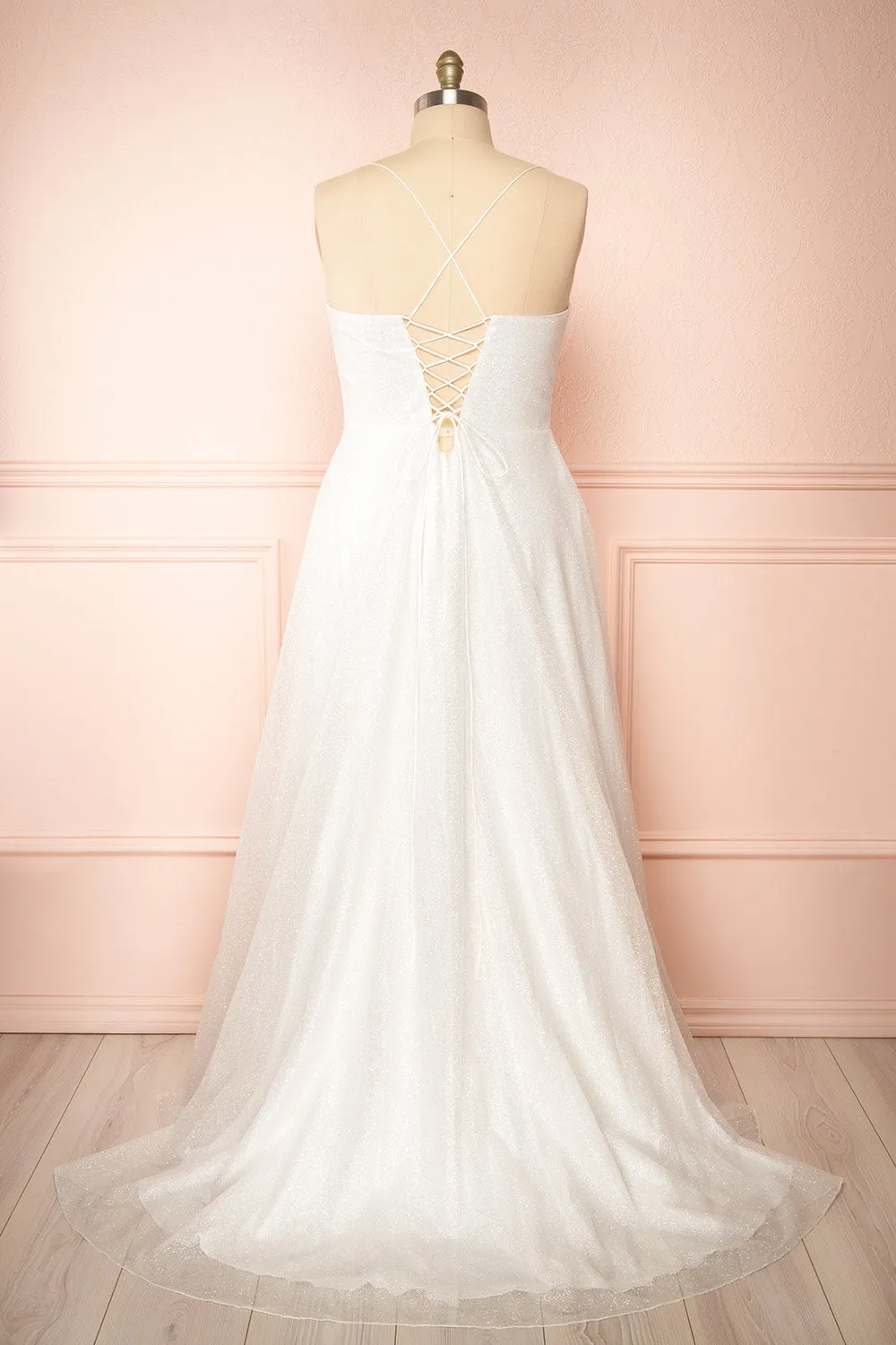 Genevieve | Sparkly Cowl Neck Bridal Dress