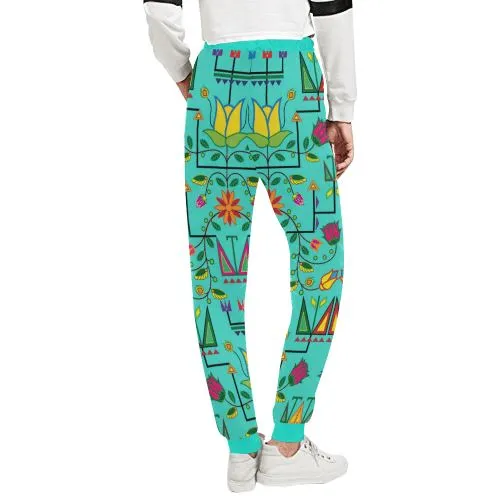 Geometric Floral Summer-Sky Women's Sweatpants