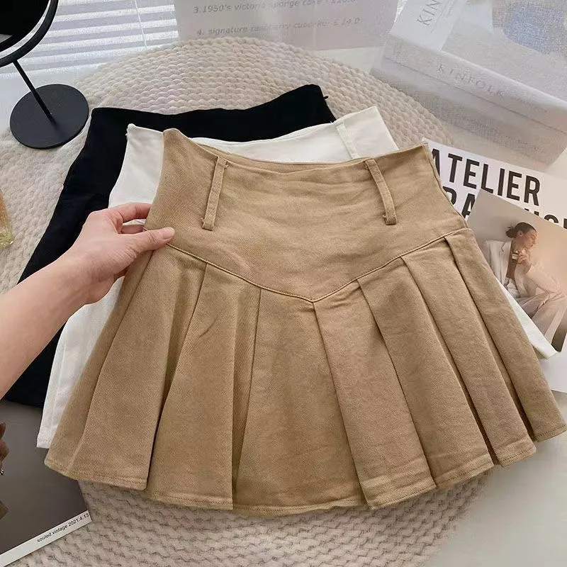 Girlary-shop picture day outfit highschool High Waist Pleated Skirt for Women 2024 Summer New Korean Style Versatile Slimming Anti-Exposure Skirt for Students Pink