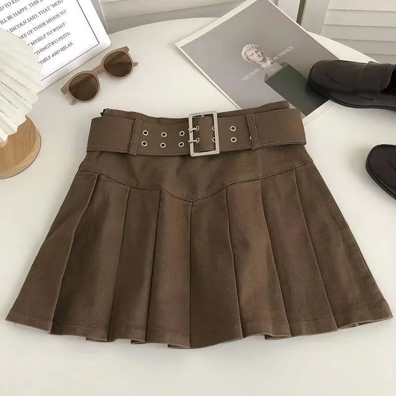 Girlary-shop picture day outfit highschool High Waist Pleated Skirt for Women 2024 Summer New Korean Style Versatile Slimming Anti-Exposure Skirt for Students Pink