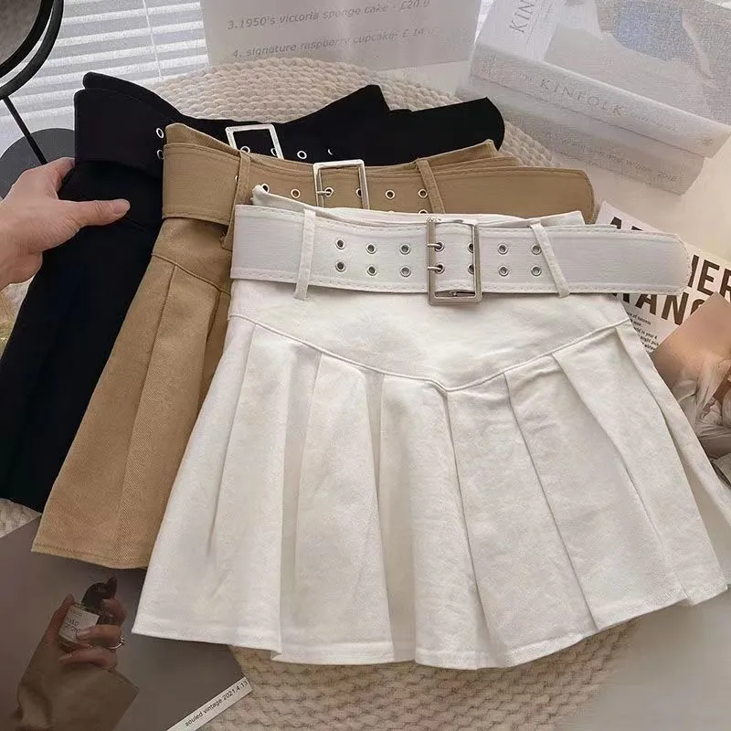 Girlary-shop picture day outfit highschool High Waist Pleated Skirt for Women 2024 Summer New Korean Style Versatile Slimming Anti-Exposure Skirt for Students Pink