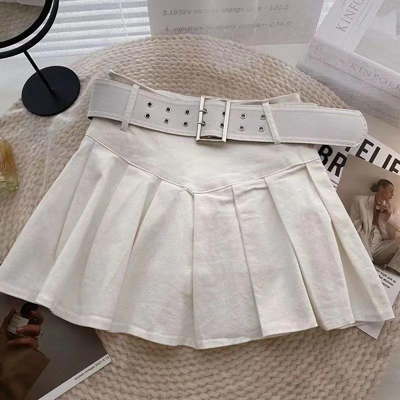 Girlary-shop picture day outfit highschool High Waist Pleated Skirt for Women 2024 Summer New Korean Style Versatile Slimming Anti-Exposure Skirt for Students Pink