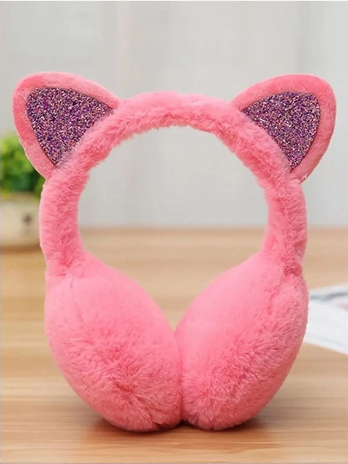 Girls Plush Glitter Cat Ear Earmuffs (5 Color Options)