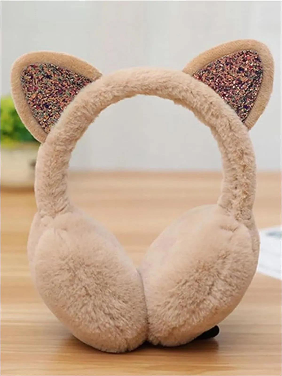 Girls Plush Glitter Cat Ear Earmuffs (5 Color Options)