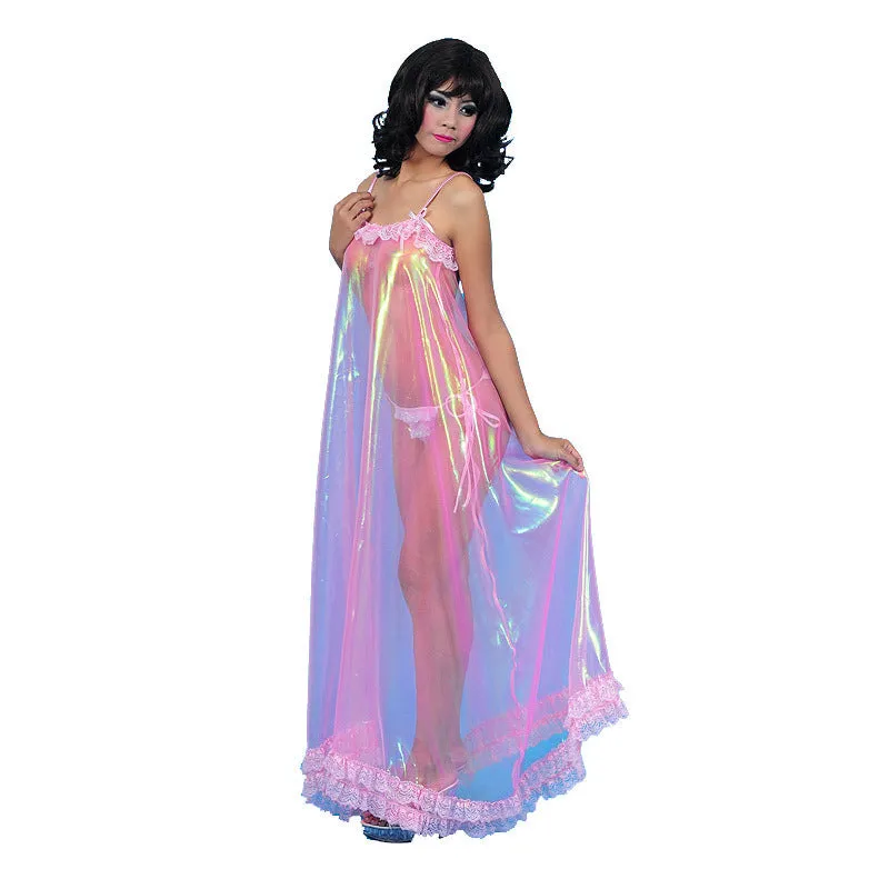 Glossy Unicorn Goddesses Fantasy Maxi Dress Sling Lace Sheer Bright Size S, M, L, XL