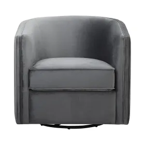 Gray Velvet Swivel Chair - 360° Rotation, No Assembly Needed, Solid Frame, 300lbs Capacity