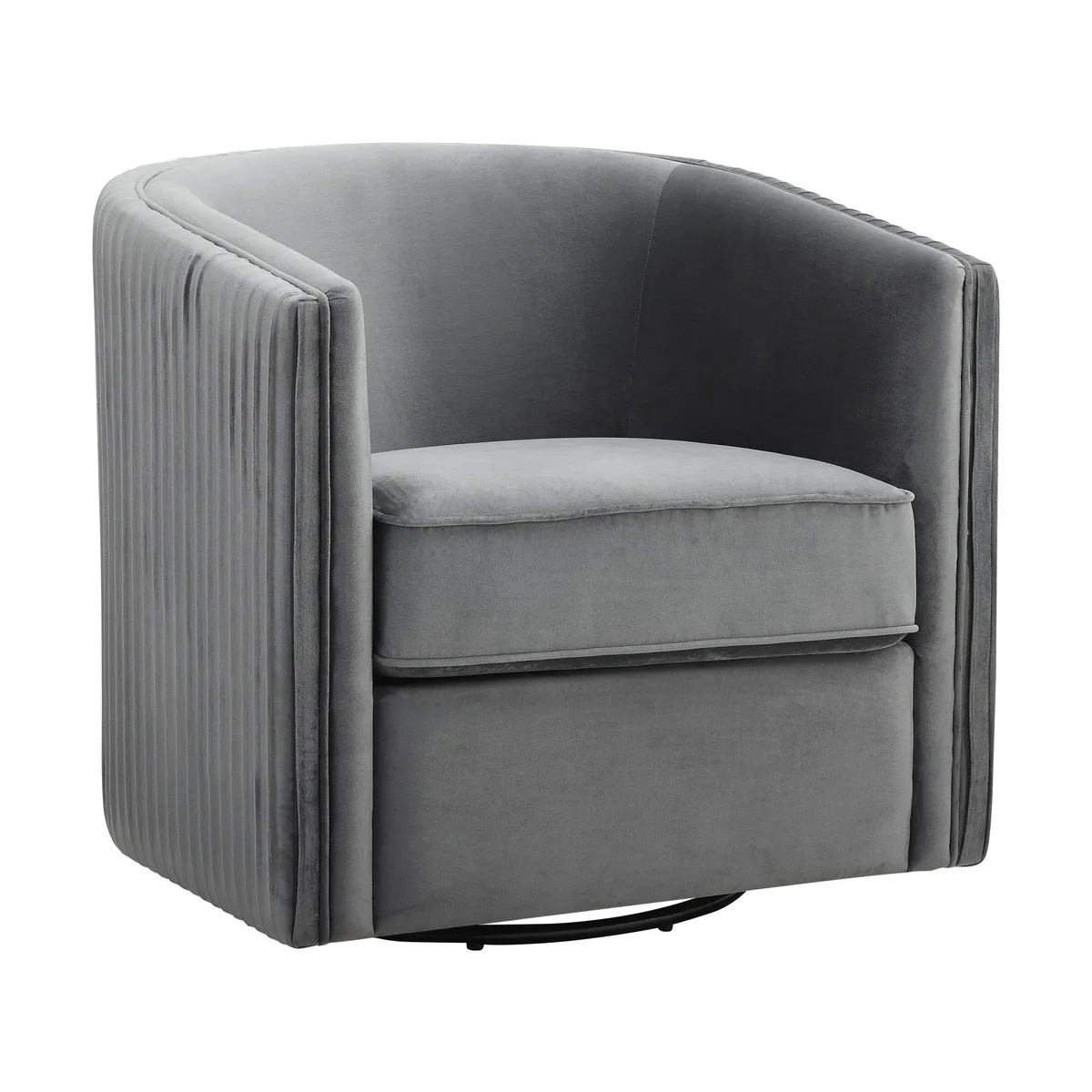 Gray Velvet Swivel Chair - 360° Rotation, No Assembly Needed, Solid Frame, 300lbs Capacity