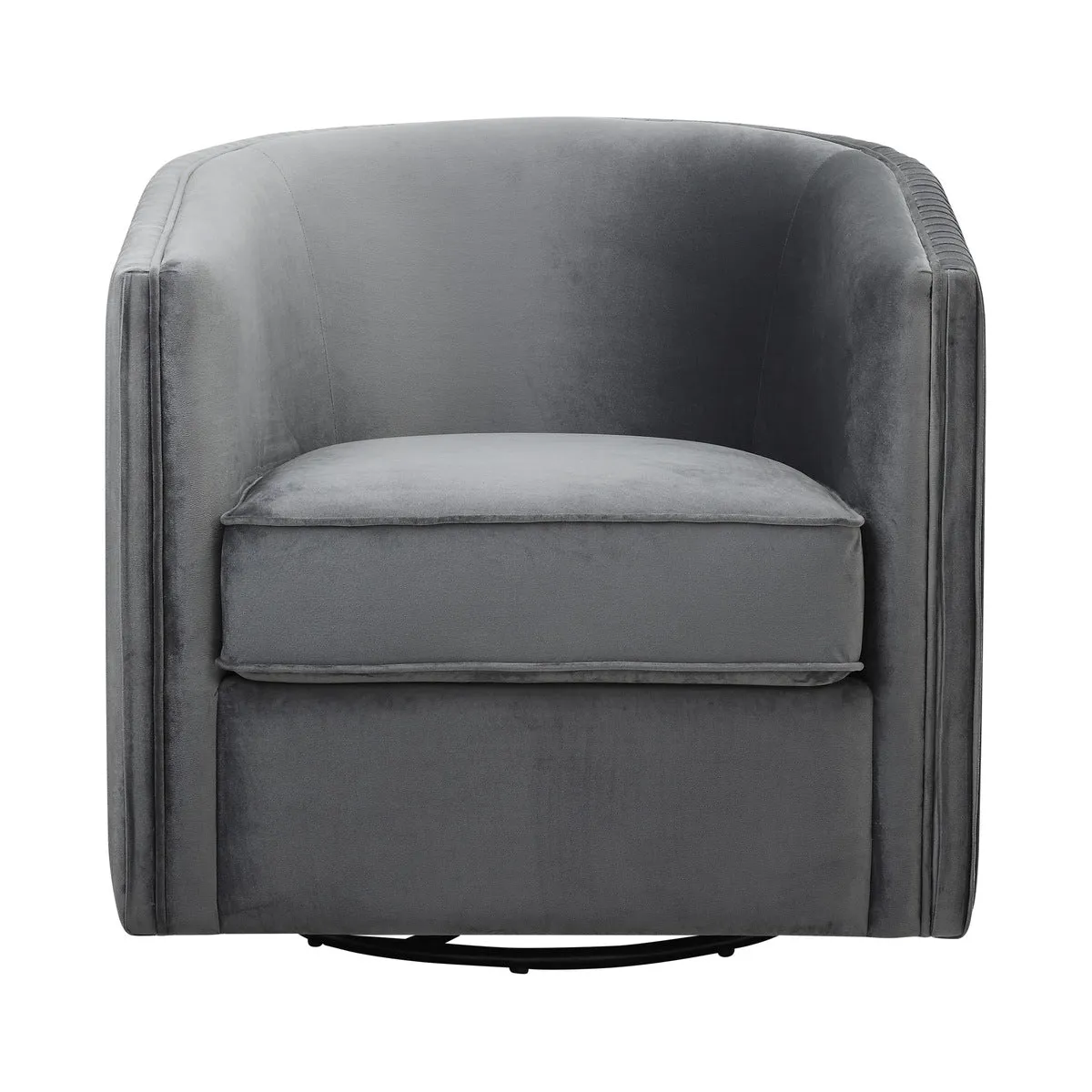 Gray Velvet Swivel Chair - 360° Rotation, No Assembly Needed, Solid Frame, 300lbs Capacity