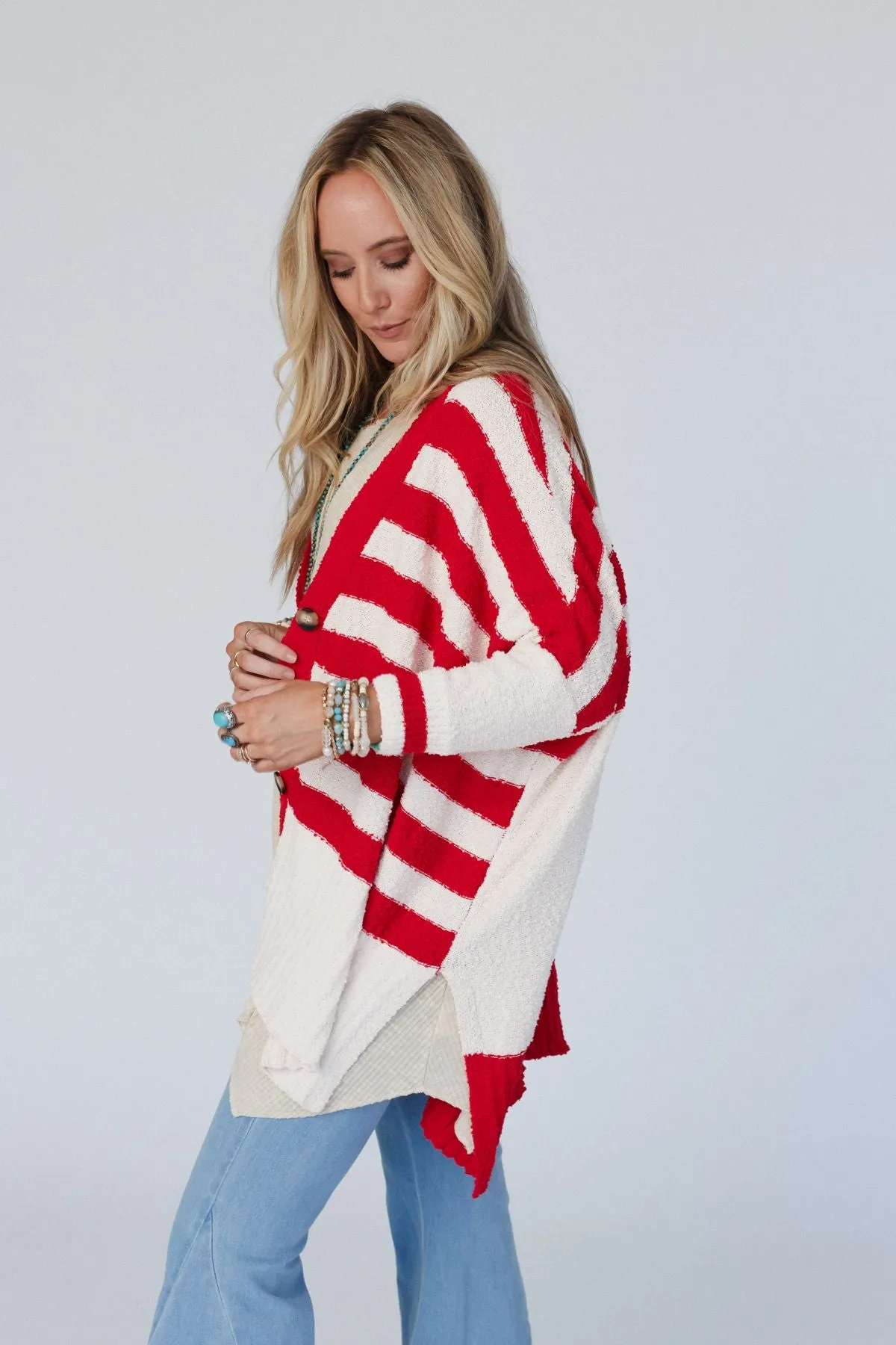 Great Stripes Cardigan - Red