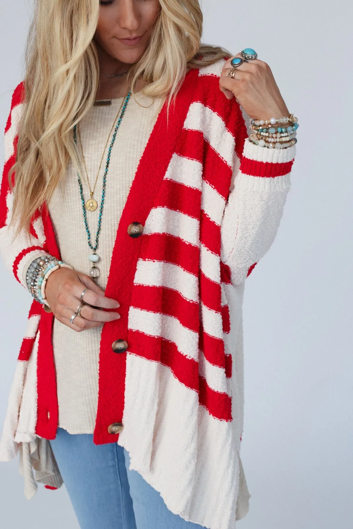 Great Stripes Cardigan - Red