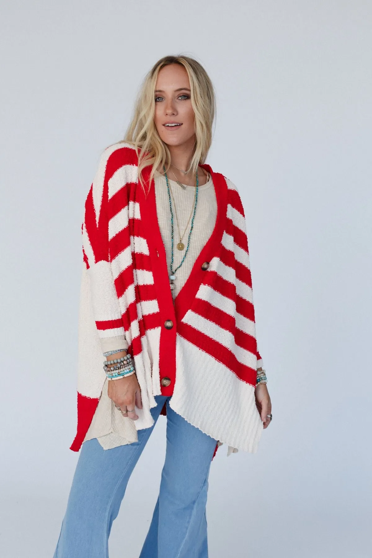 Great Stripes Cardigan - Red