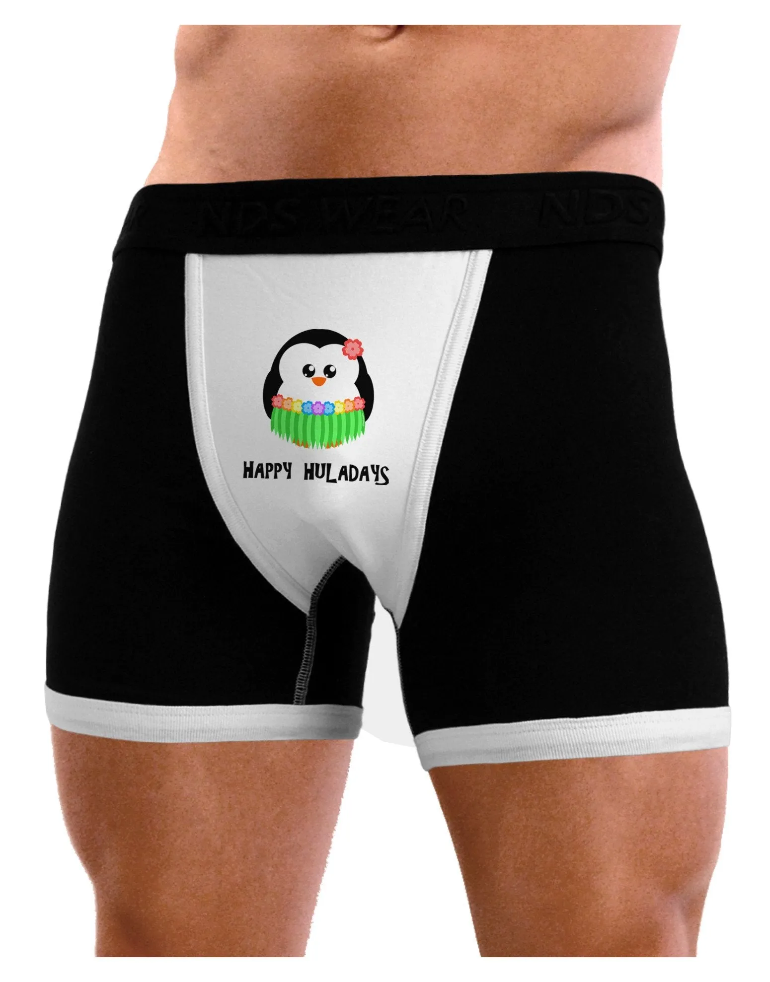 Happy Huladays Holiday Penguin - Christmas Mens Boxer Brief Underwear