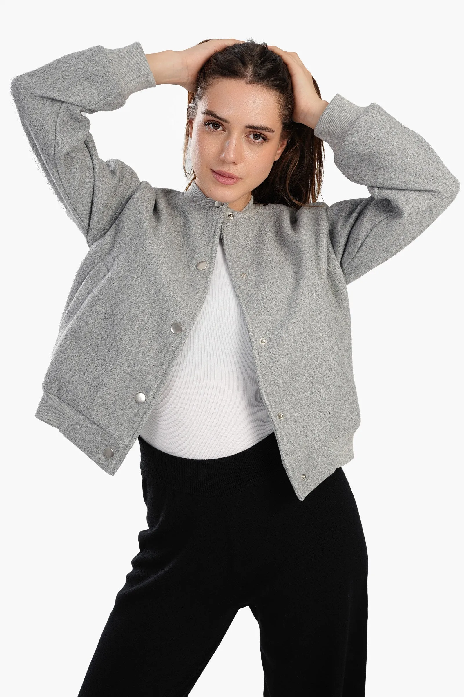 Heather Grey Bomber Jacket