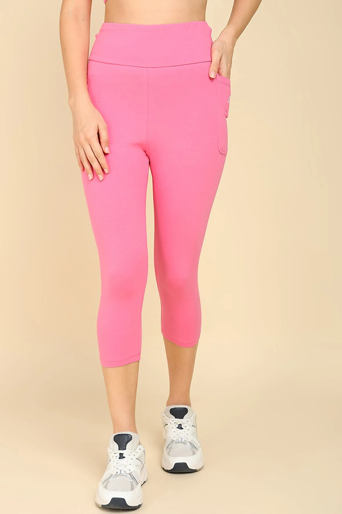 High Waist Pink Mom Capri