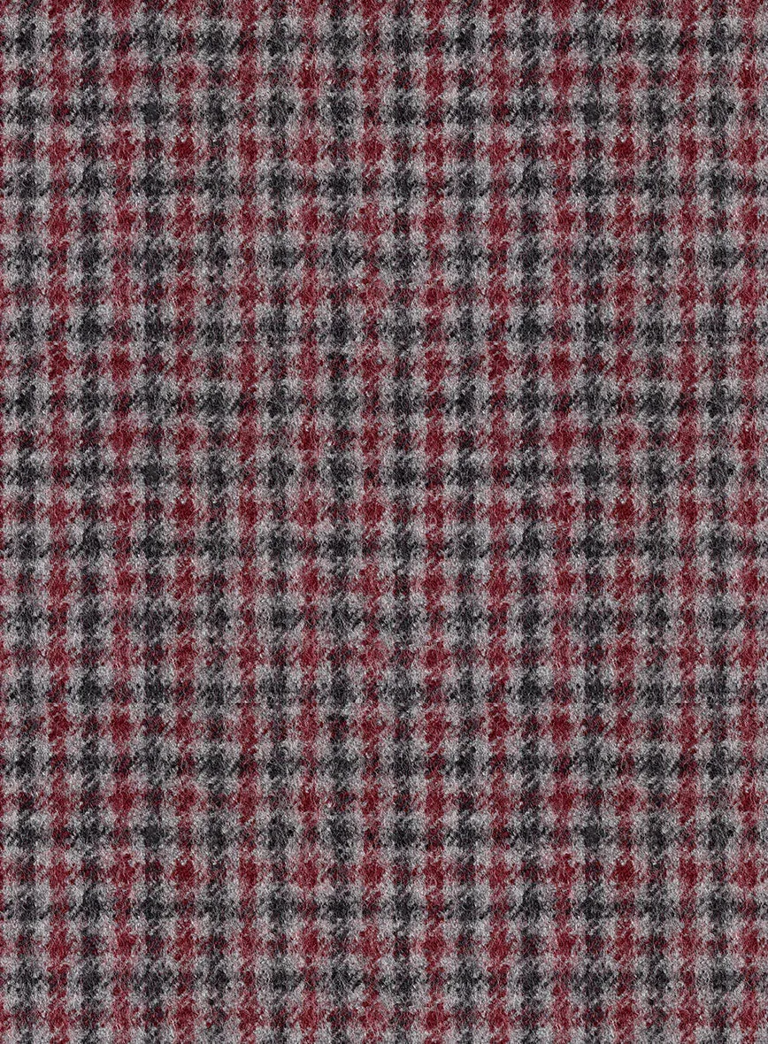 Highlander Heavy Maroon Houndstooth Tweed GQ Overcoat