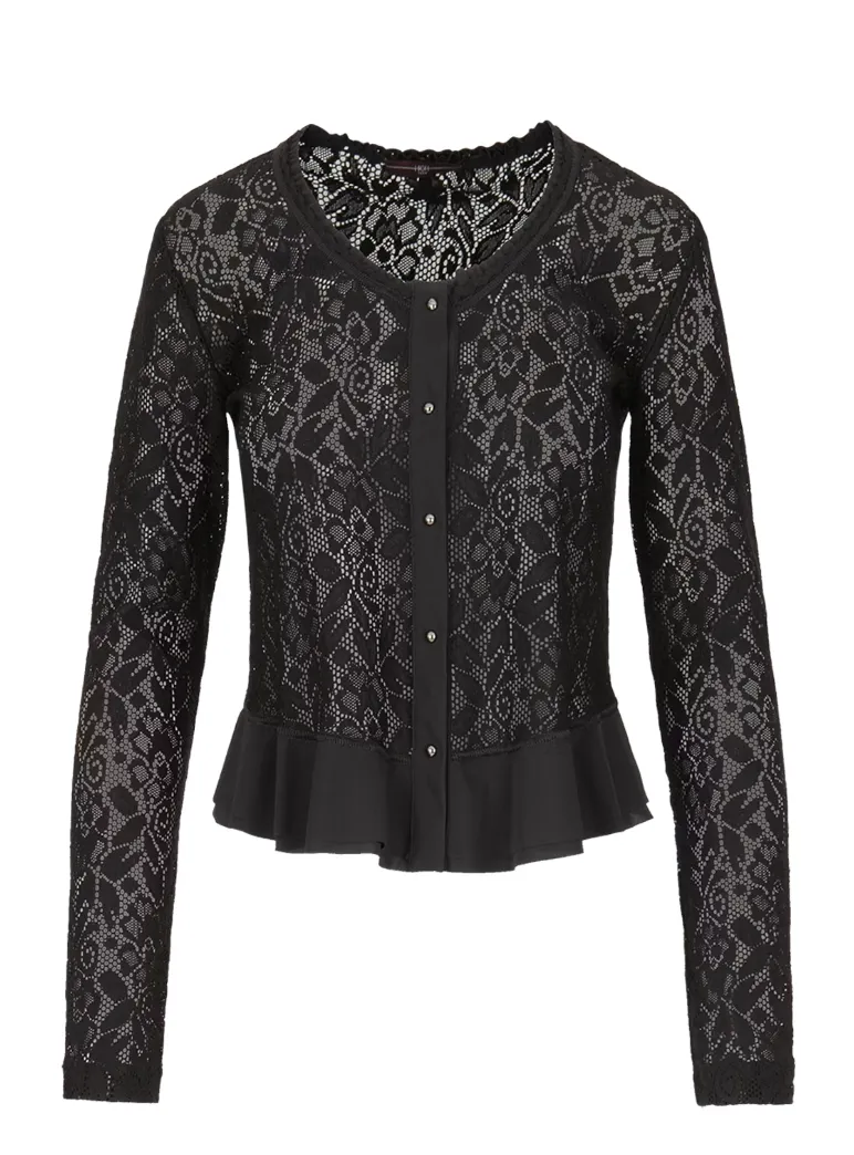 Imagine Black Floral Lace Cardigan