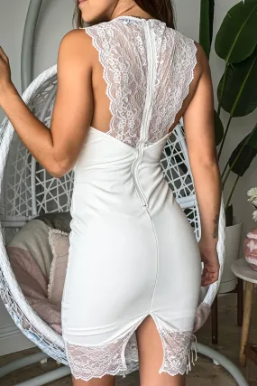 Ivory Midi Dress with Lace Detail