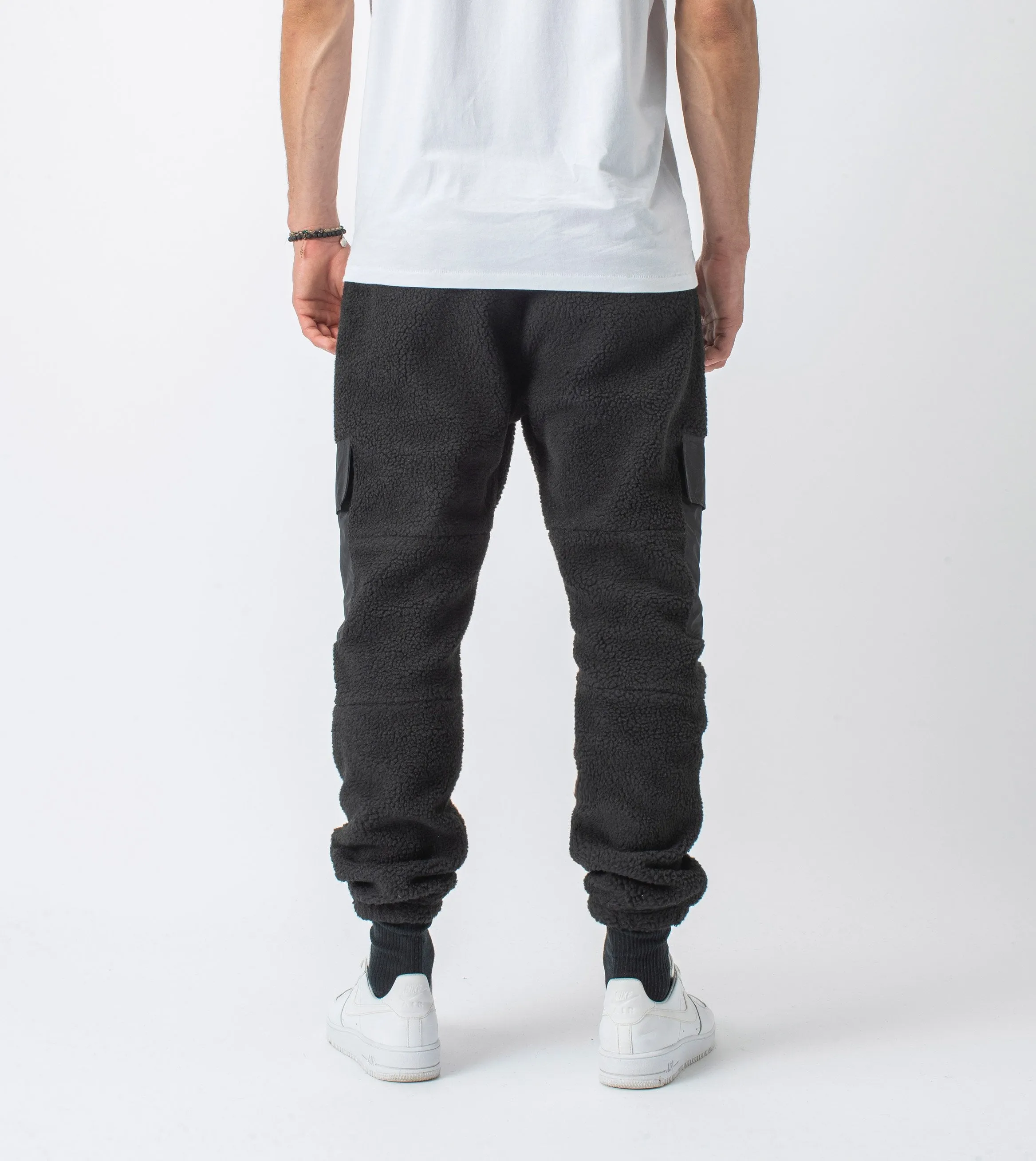 Jumpa Cargo Shearling Fleece Jogger Black