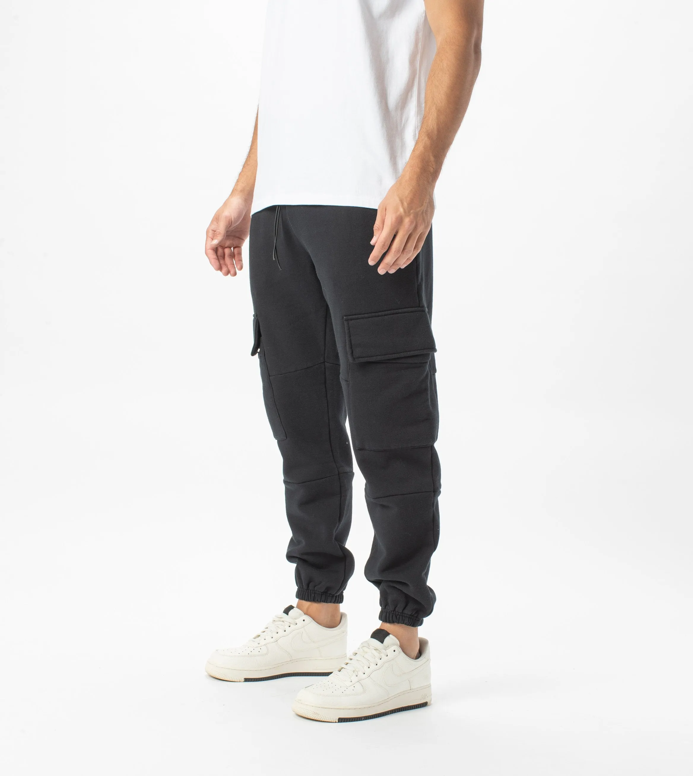 Jumpa Cargo Sweat Fleece Jogger Black