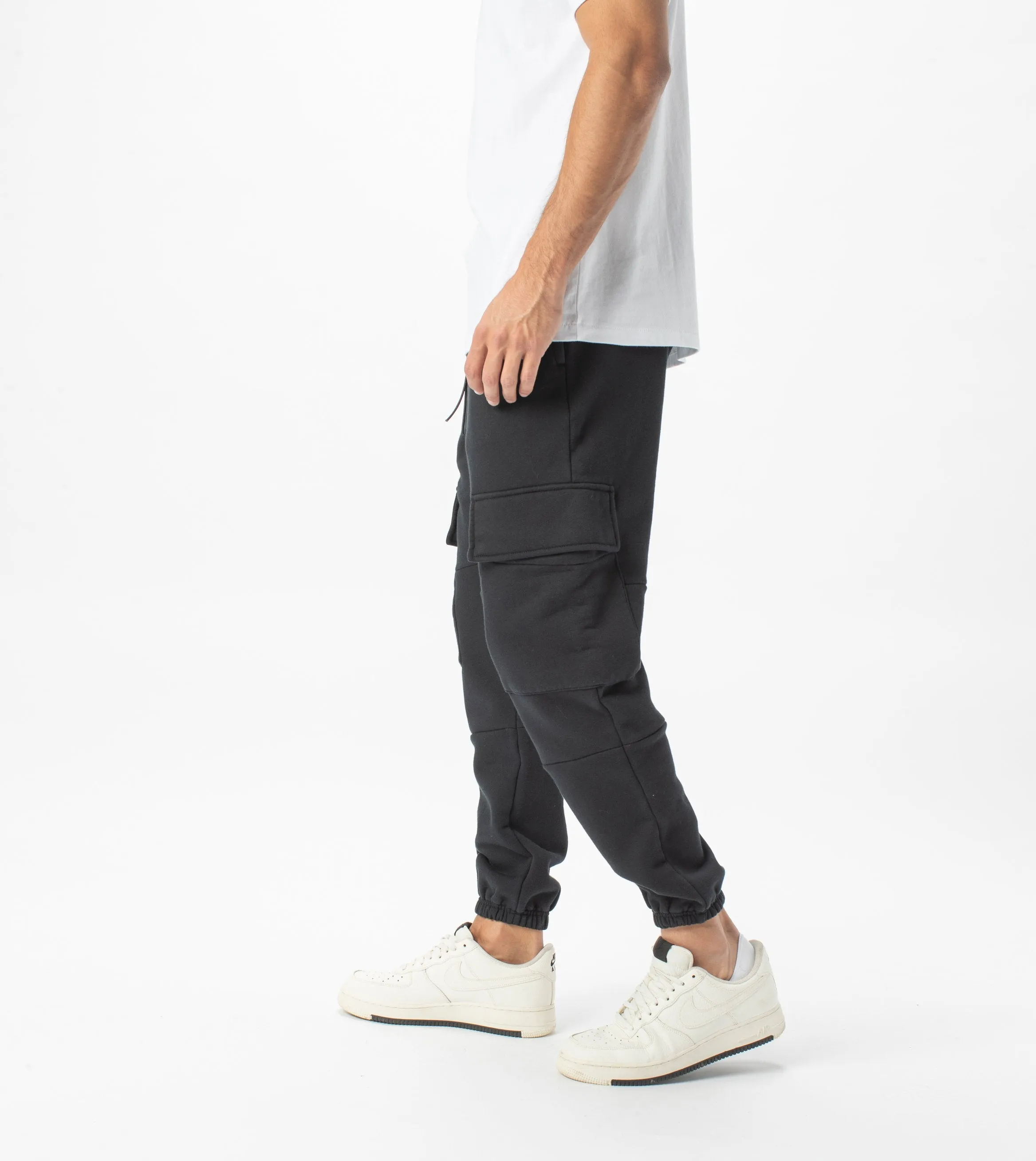 Jumpa Cargo Sweat Fleece Jogger Black