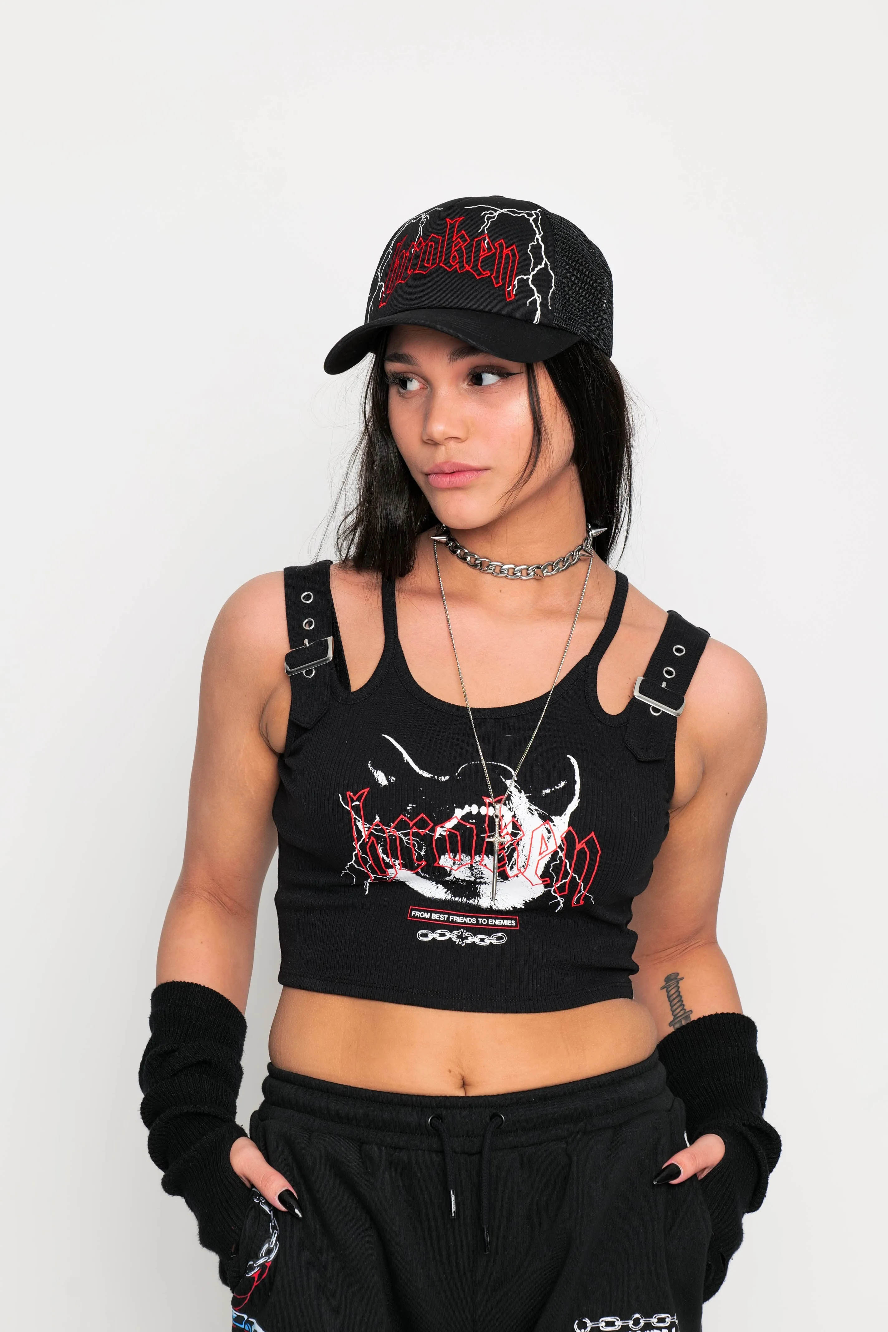 K-9 Crop Buckle Tank Black