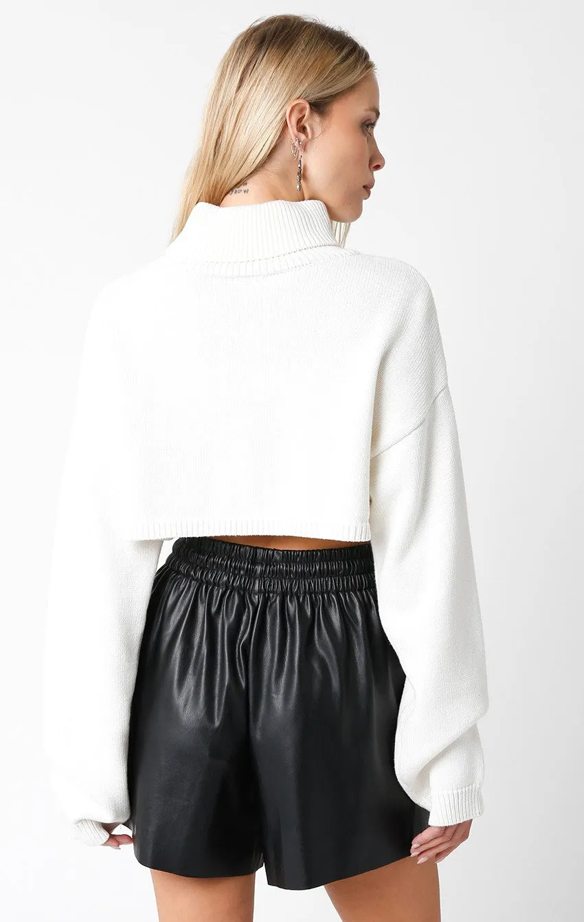 Kaia Crop Sweater in White