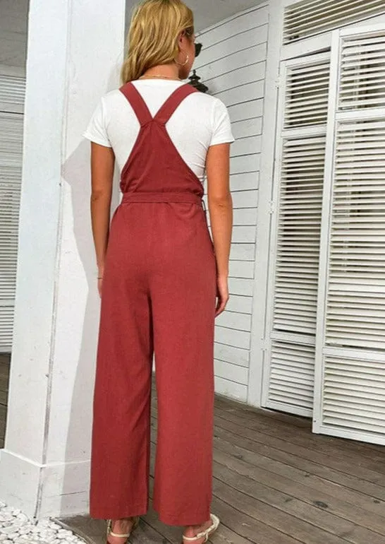 Knot Strap Solid Color Jumpsuit