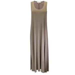 Lafayette 148 New York Taupe Sleeveless Stretch Jersey Maxi Dress